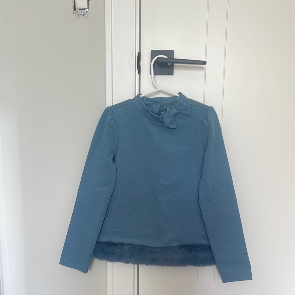 Janie and Jack Blue Long Sleeve Top with Bow